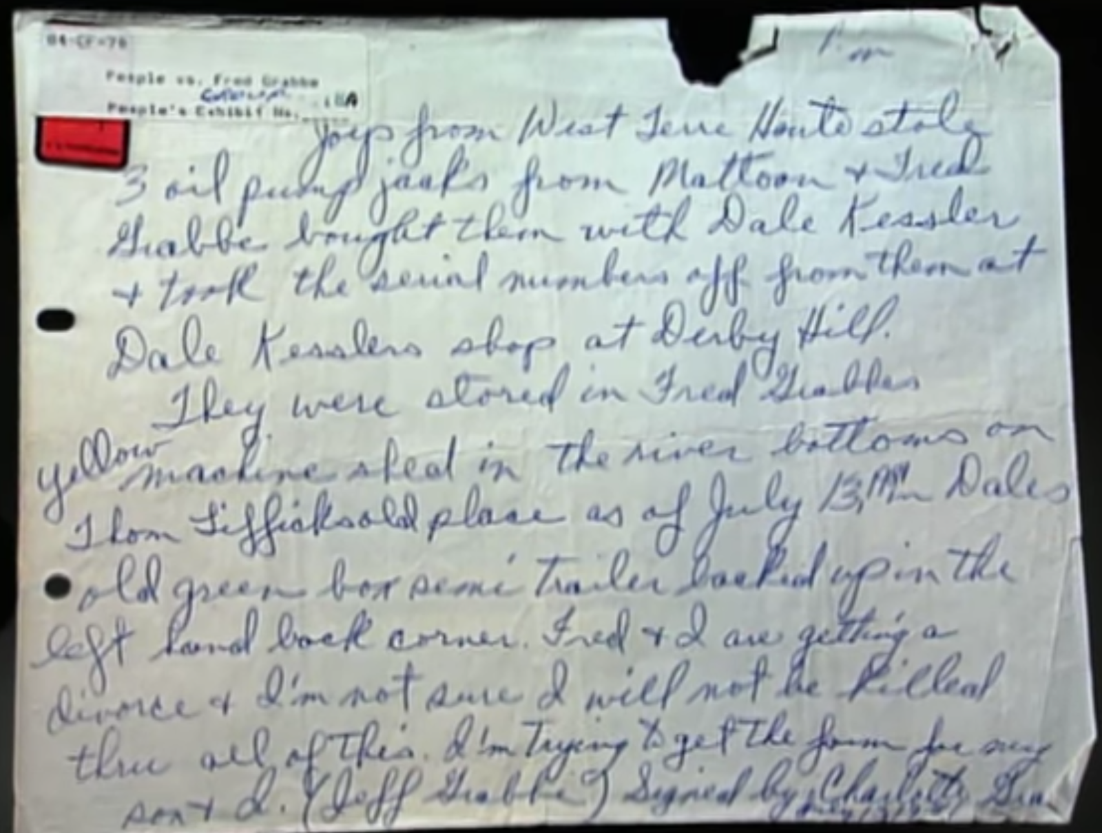 Note found in safe deposit box