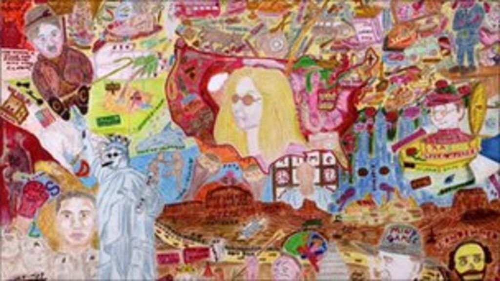 Artwork with tombstone of Melissa Halstead in center