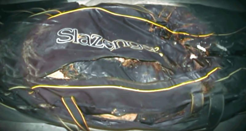 Cricket Sports Bag containing Lyndsay's remains