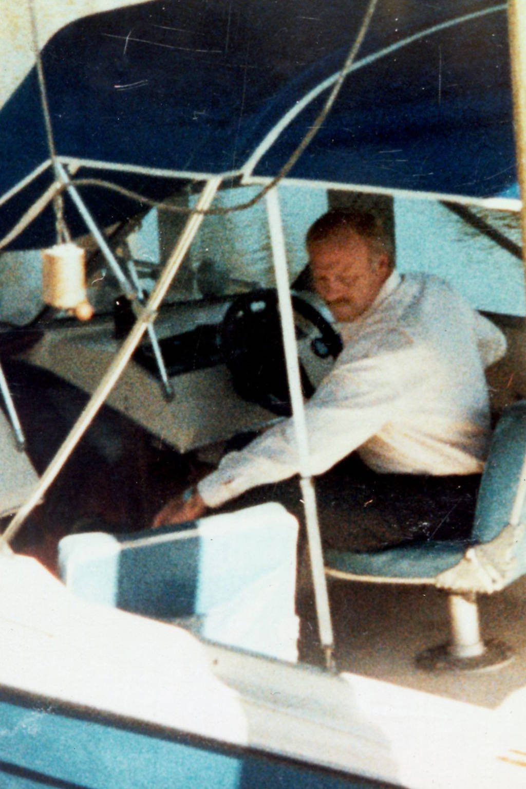 Oba Chandler on his boat