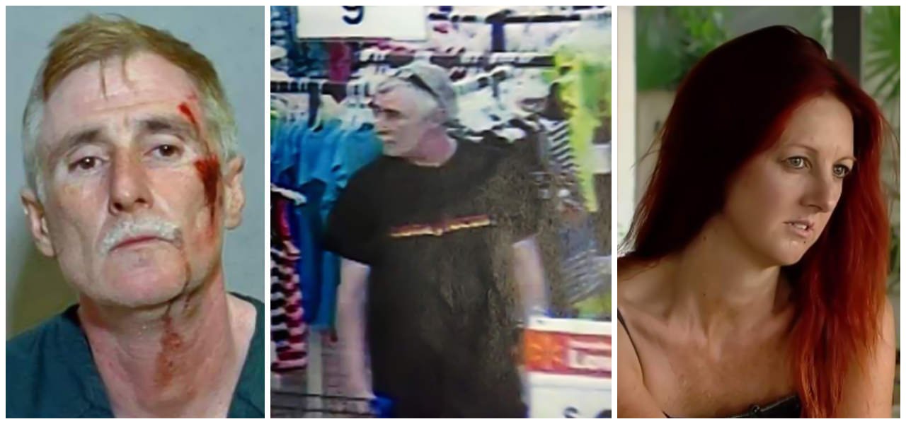 Donald Smith (mugshot & Walmart security footage) and Rayne Perrywinkle