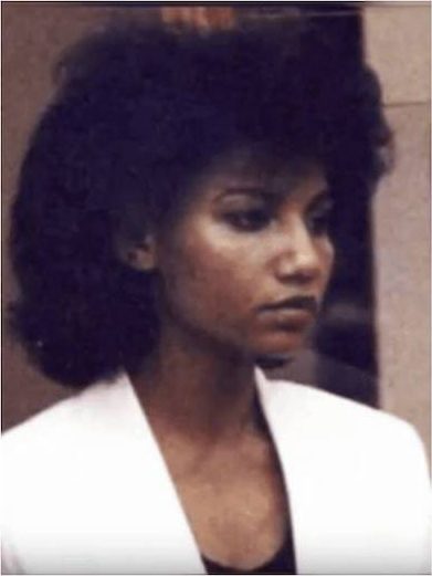 Omaima Nelson at trial and years later in prison