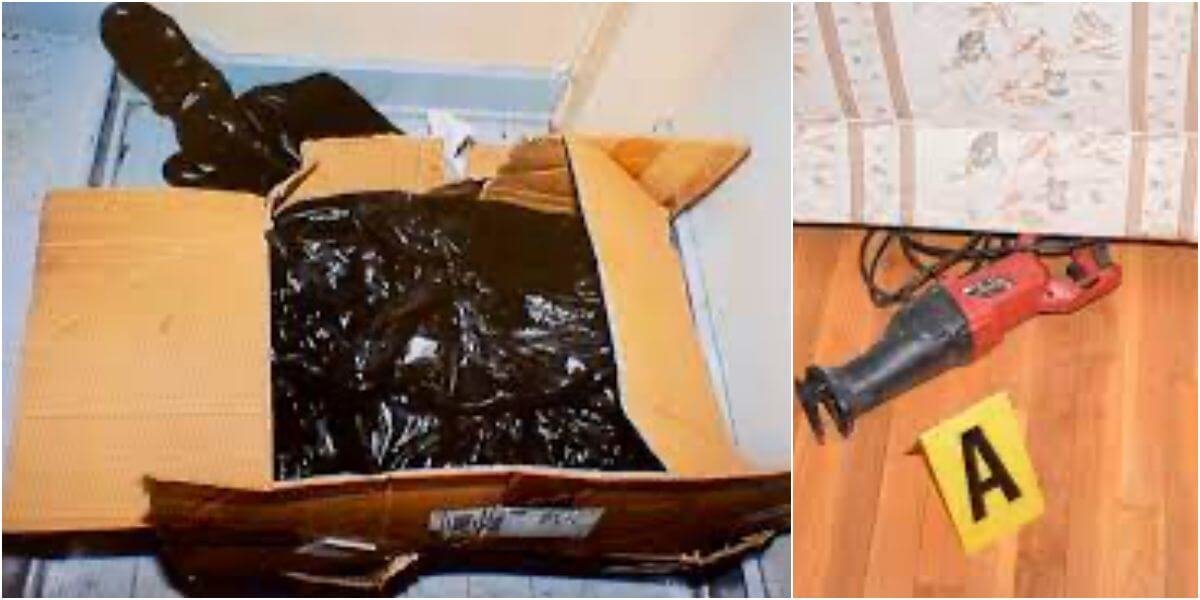 Box containing Ashley Young’s limbs / Skilsaw