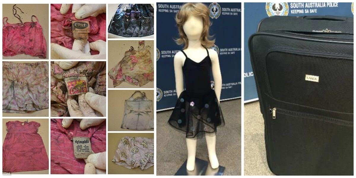 Clothes found at scene / mannequin and suitcase shown at press conference