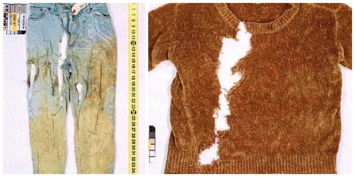 Her pants and sweater after the attack