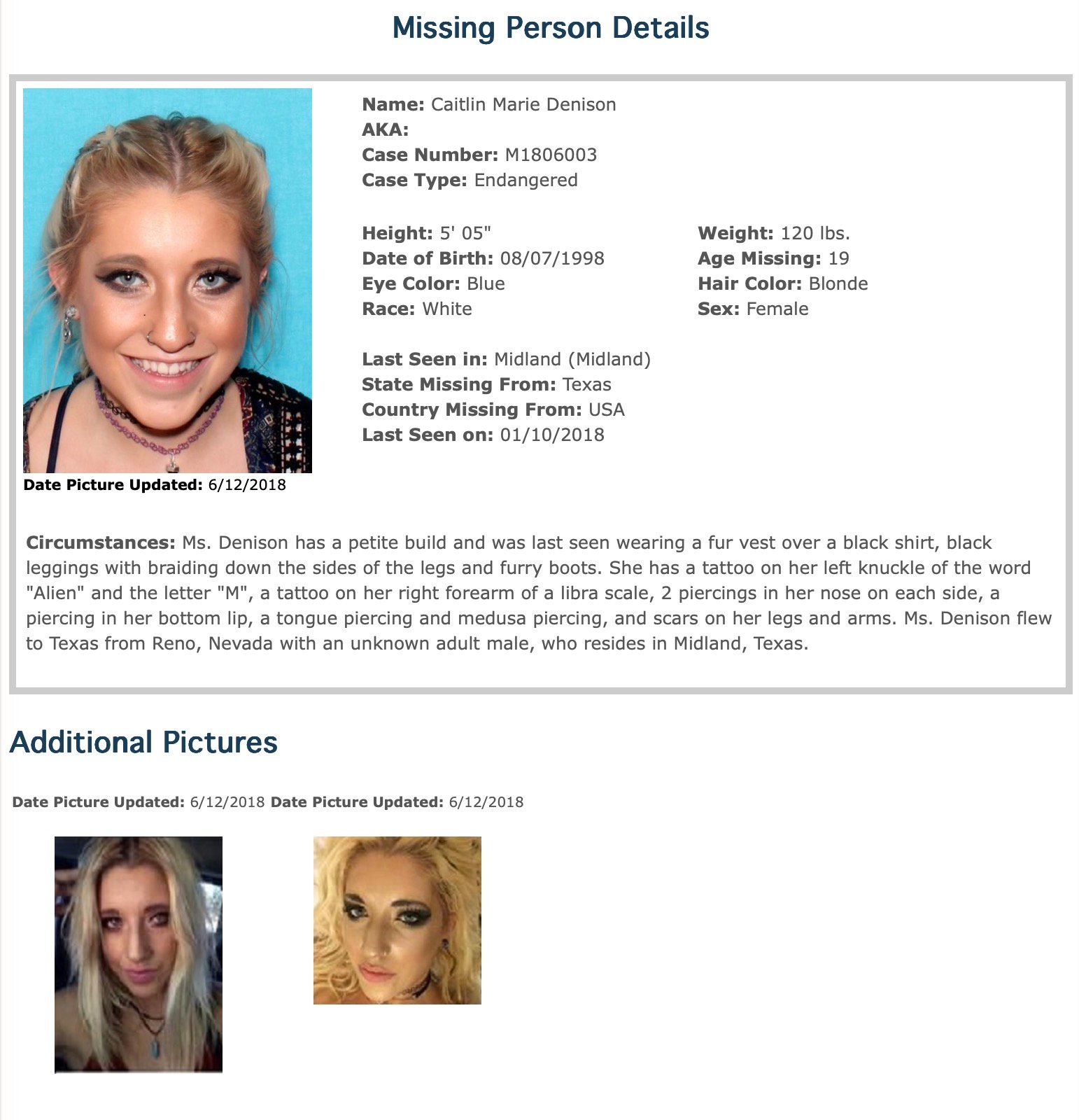 Caitlin Denison missing person