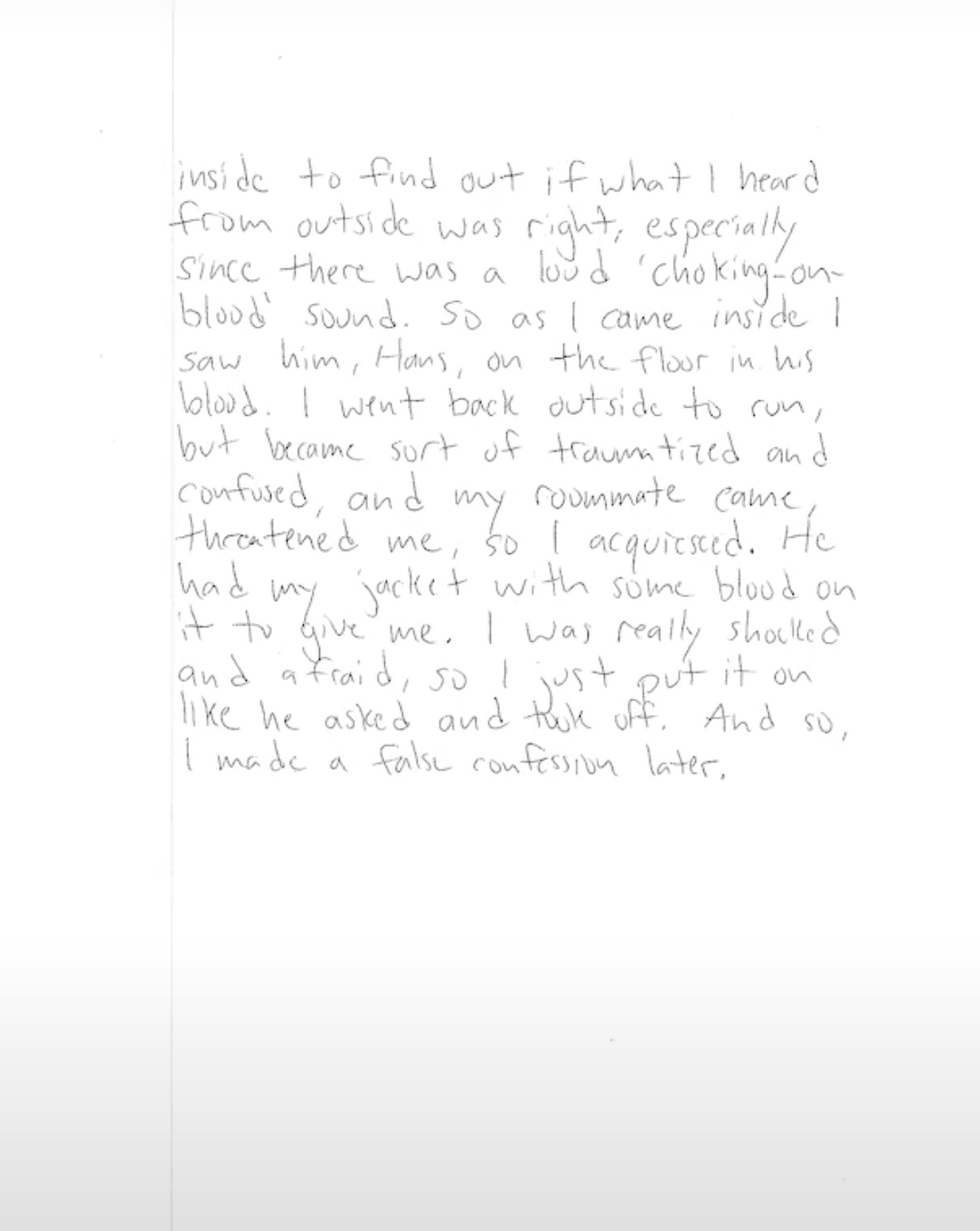 Letter recanting confession